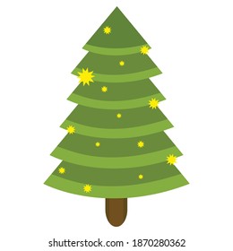 Colorful christmas tree icon. A Christmas tree is a decorated tree, usually an evergreen conifer, such as a spruce, pine, or fir, or an artificial tree of similar appearance.
