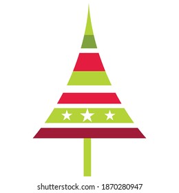 Colorful christmas tree icon. A Christmas tree is a decorated tree, usually an evergreen conifer, such as a spruce, pine, or fir, or an artificial tree of similar appearance.