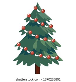 Colorful christmas tree icon. A Christmas tree is a decorated tree, usually an evergreen conifer, such as a spruce, pine, or fir, or an artificial tree of similar appearance.