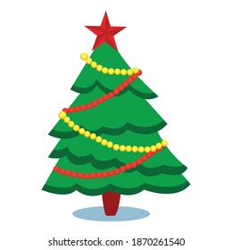 Colorful christmas tree icon.A Christmas tree is a decorated tree, usually an evergreen conifer, such as a spruce, pine, or fir, or an artificial tree of similar appearance.