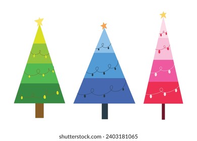 Colorful christmas tree for illustration, decoration and element
