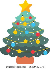 Colorful Christmas Tree Illustration with Star
