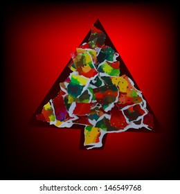 Colorful Christmas tree made ??of pieces of paper