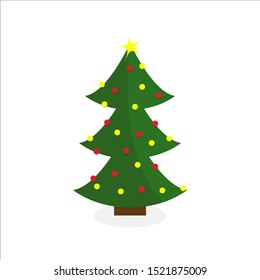 Colorful Christmas tree. Modern different cartoon flat design. Vector illustration