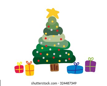 colorido árbol de Navidad con múltiples cajas de regalo