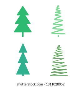 Colorful christmas tree on white. Hand drawn abstract christmas trees