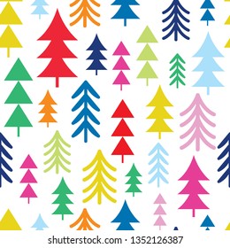 colorful christmas tree seamless pattern