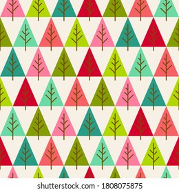 Colorful christmas tree seamless pattern.