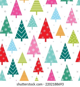 colorful christmas tree seamless pattern design