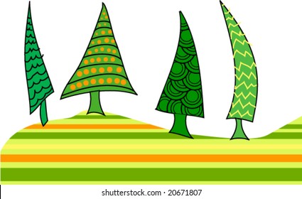 colorful christmas trees