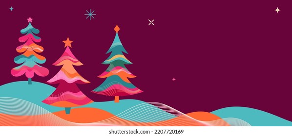 Colorful Christmas Trees Background and Packaging Design