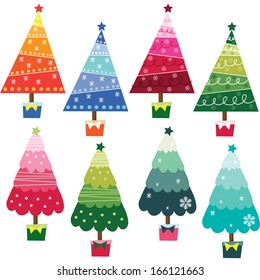 Colorful Christmas Trees Collections Set