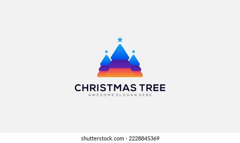 Colorful Christmas trees icon logo design vector template
