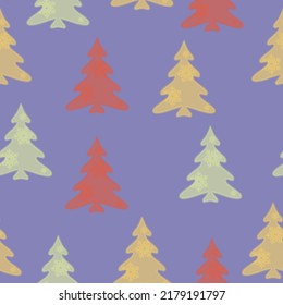 Colorful christmas trees seamless pattern background A lot of fir-trees. Decorative wallpaper, good for printing. Happy New Year. Winter time