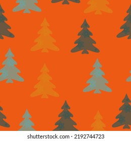 Colorful christmas trees seamless pattern background  Doodles. Seamless colorful winter pattern on black background. Vector illustration.