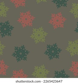 Colorful christmas trees seamless pattern background  Doodles. Seamless colorful winter pattern on black background. Vector illustration.