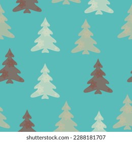 Colorful christmas trees seamless pattern background A lot of fir-trees. Decorative wallpaper, good for printing. Happy New Year. Winter time