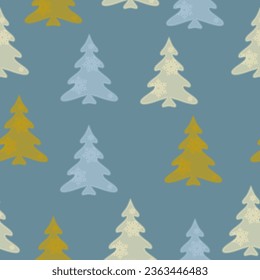 Colorful christmas trees seamless pattern background A lot of fir-trees. Decorative wallpaper, good for printing. Happy New Year. Winter time
