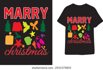 Modelo colorido de design de camiseta de Natal