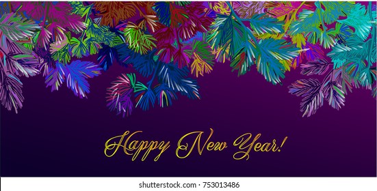 colorful christmas vector drawn card happy new year