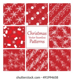 colorful Christmas vector seamless patterns set. Elements for your design. Eps10