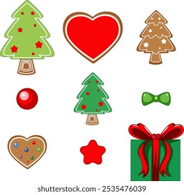 Colorful Christmas-themed cookies and decorations
