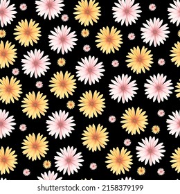 Colorful Chrysanthemum Vector Seamless Pattern. daisy flower