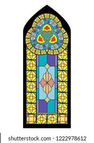 Colorful church chapel gothic stained glass window