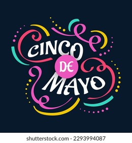 Farbiges Cinco de Mayo Lettering. Kann für Banner-, Poster- und Grußkarten verwendet werden