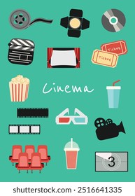 Colorful Cinema Icon Clipart Vector Illustration