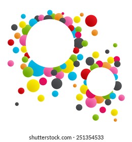 Colorful Circle Abstract Background with 2 White Circle. Vector Illustration.