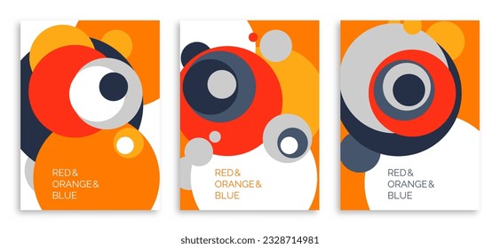 Fondo abstracto de círculo colorido. Plantilla para fondo de pantalla, banner, presentación, fondo. Fondo vectorial. Naranja, rojo y azul