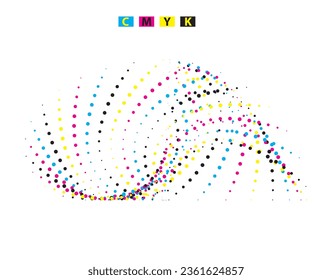 un colorido círculo abstracto del caracol con puntos, un colorido diseño abstracto con puntos, un cmyk 