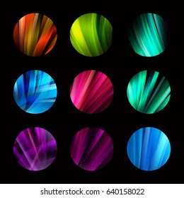 Colorful circle abstract colorful structure logo with lines set. Future shape development design