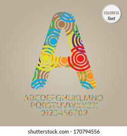 Colorful Circle Alphabet and Digit Vector