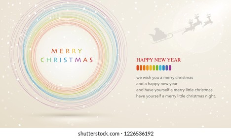 Colorful circle around Merry Christmas.Happy New Year.Merry Christmas card. Vector Illustration.