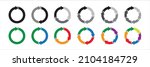 Colorful circle arrow icon set. Symbol of reload, refresh, loading, recycle and repeat. Interconnecting round arrow vector icons set. One, two, three, four, five, six arrow in the loop.