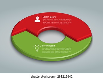 Colorful Circle Arrows With Business Icon And Information Text Design. 2 Options, 3D Design, Financial And Business Infographic, Life Cycle Diagram,Workflow/Element Layout Design. Vector Illustration.