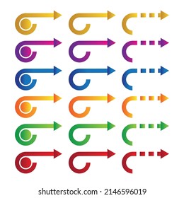Colorful circle arrows for infographics, web design. Refresh, reload, recycle arrows set. 