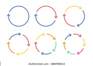 colorful Circle arrows set isolate on white background.