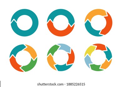 colorful Circle arrows set isolate on white background.