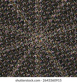 Colorful circle background. Light ring sparkles. Black space pattern. Vector bright dots.