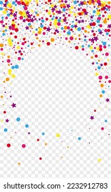 Colorful Circle Background Transparent Vector. Confetti Isolated Template. Rainbow Fun. Multicolored Element Fete. Polka Parade Design.