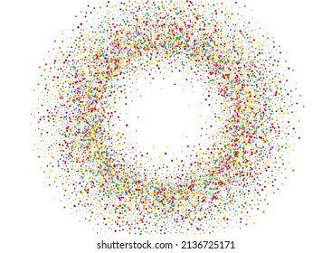 Colorful Circle Background White Vector. Polka Isolated Frame. Multicolored Fest. Rainbow Dot Festive. Element Decoration Card.