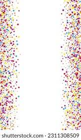 Colorful Circle Background White Vector. Confetti Summer Texture. Bright Happiness. Rainbow Dot Fest. Element Transparent Design.
