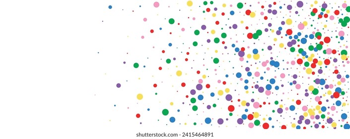 Colorful Circle Background White Vector. Polka Decor Frame. Rainbow Paper. Multicolored Confetti Eve. Geometric Wedding Texture.