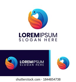 Colorful circle bird logo template
