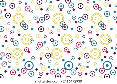Colorful circle bubbles background seamless pattern. Polka dots wallpaper on white background
