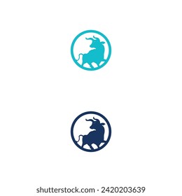 Colorful circle bull vector logo template design . Bull icon illustration design  