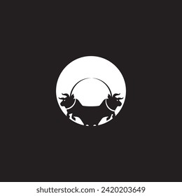Colorful circle bull vector logo template design . Bull icon illustration design  